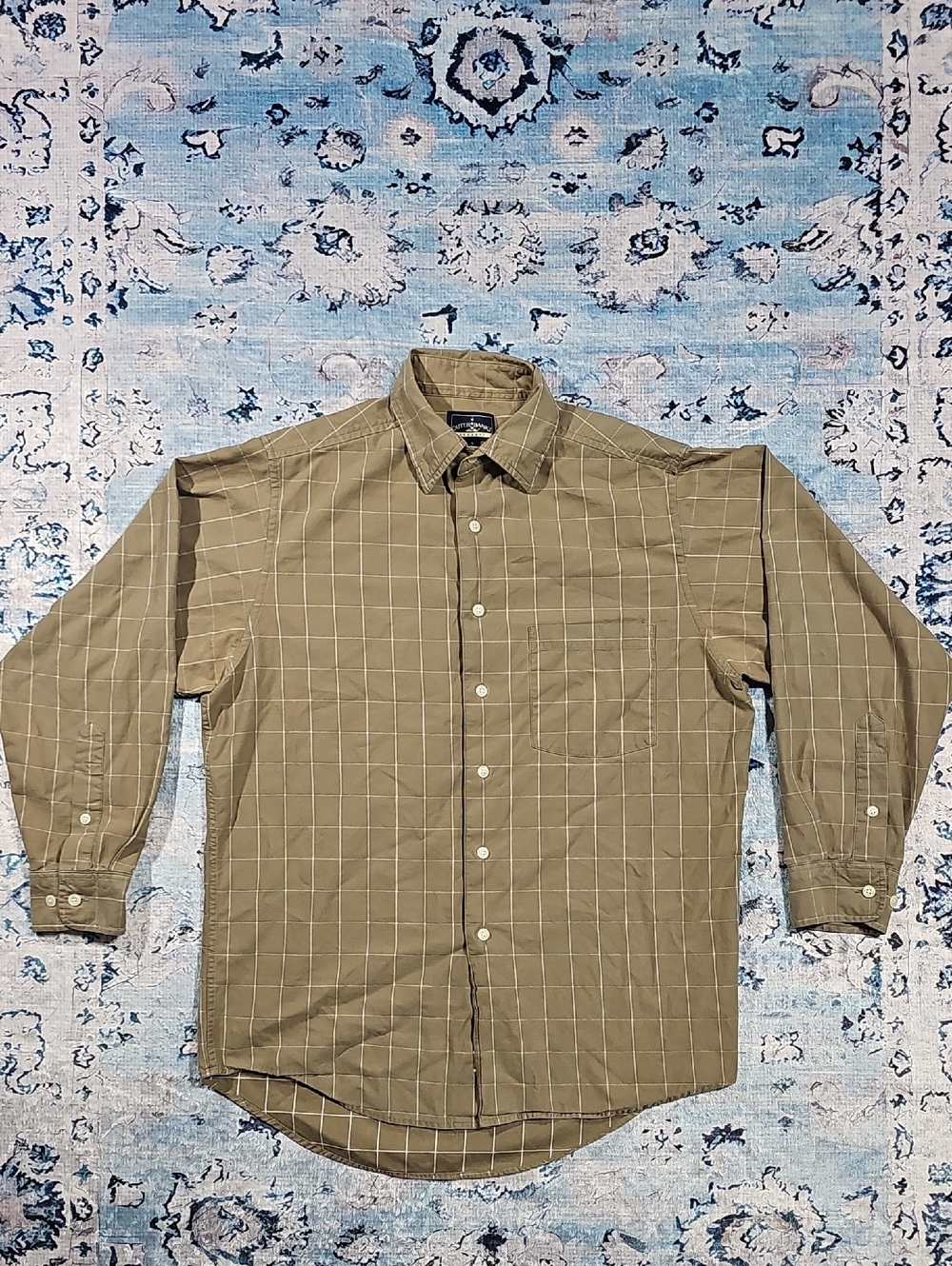 Outer Banks Reserce Men's Tan Windowpane Button-Down Shirt